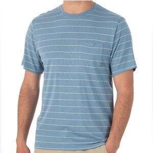 Free Fly Performance Bamboo Crew Neck Blue Dusk Stripe Pocket Tee Men’s Sz 2XL
